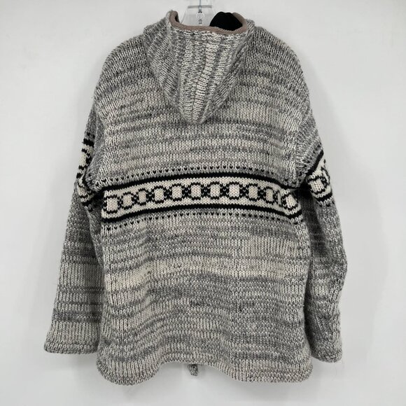 Women's Gray 100% Wool Hooded Knit Jacket | Size XL - Picture 6 of 10